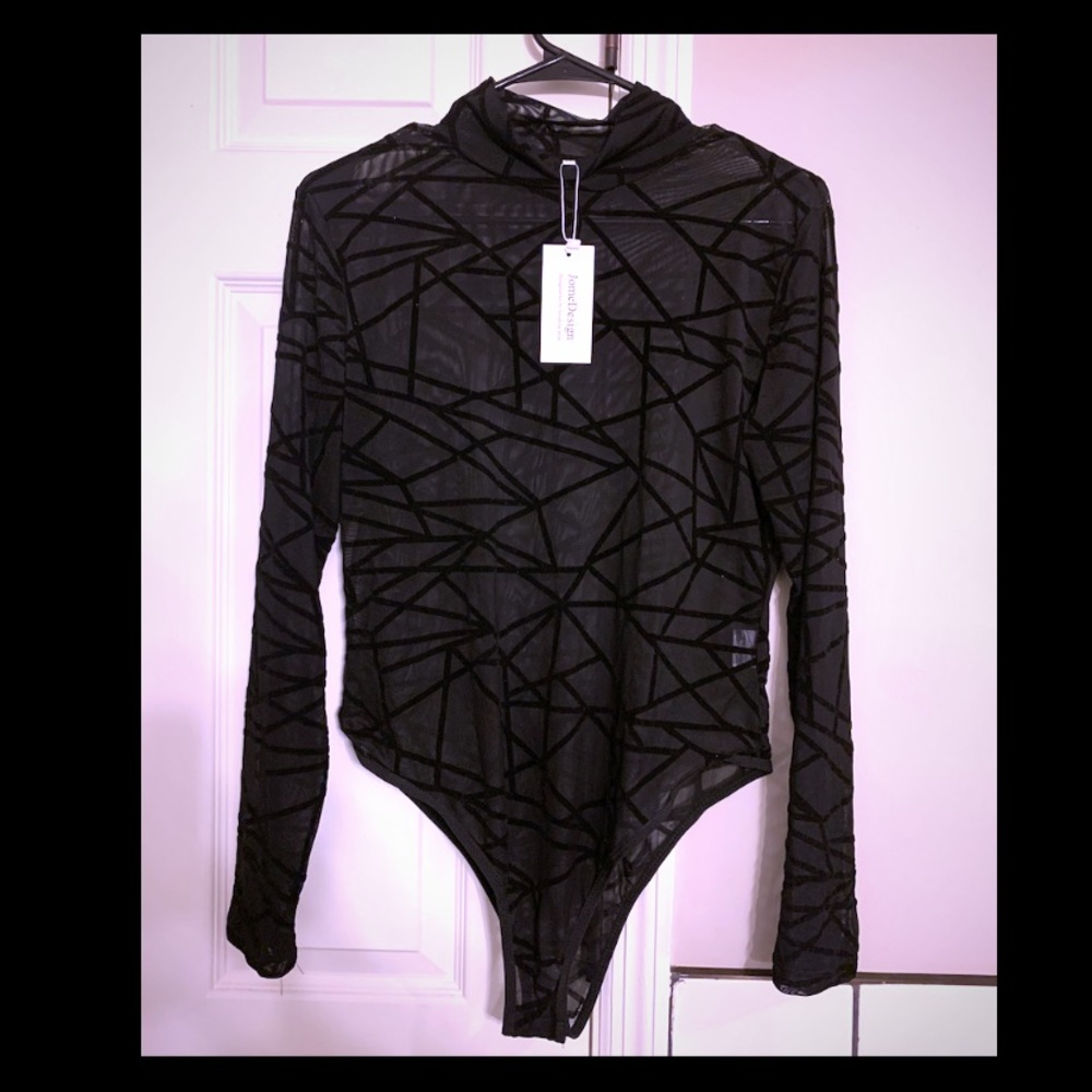 Black mesh bodysuit -NEW WITH TAGS